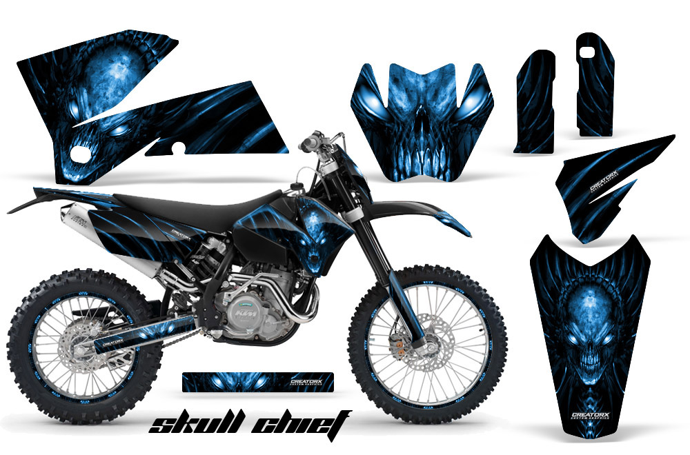 KTM C4 Graphics Kit Skull Chief Blue BB NP Rims